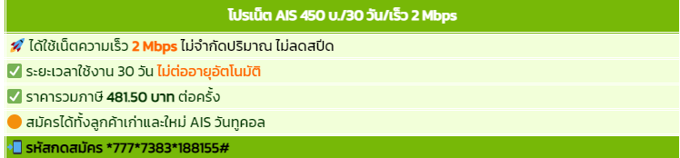 โปรเน็ต AIS รายเดือน เน็ตไม่อั้น ไม่จำกัดปริมาณ ไม่ลดสปีด